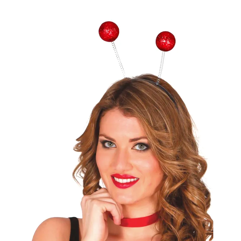 Serre-tête boules paillettées rouge adulte