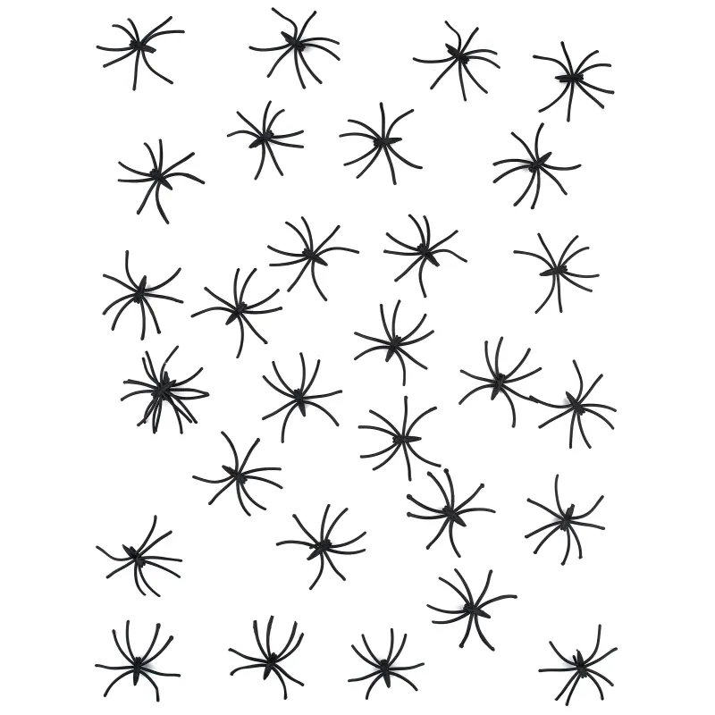 30 Mini araignées décoratives noires plastique