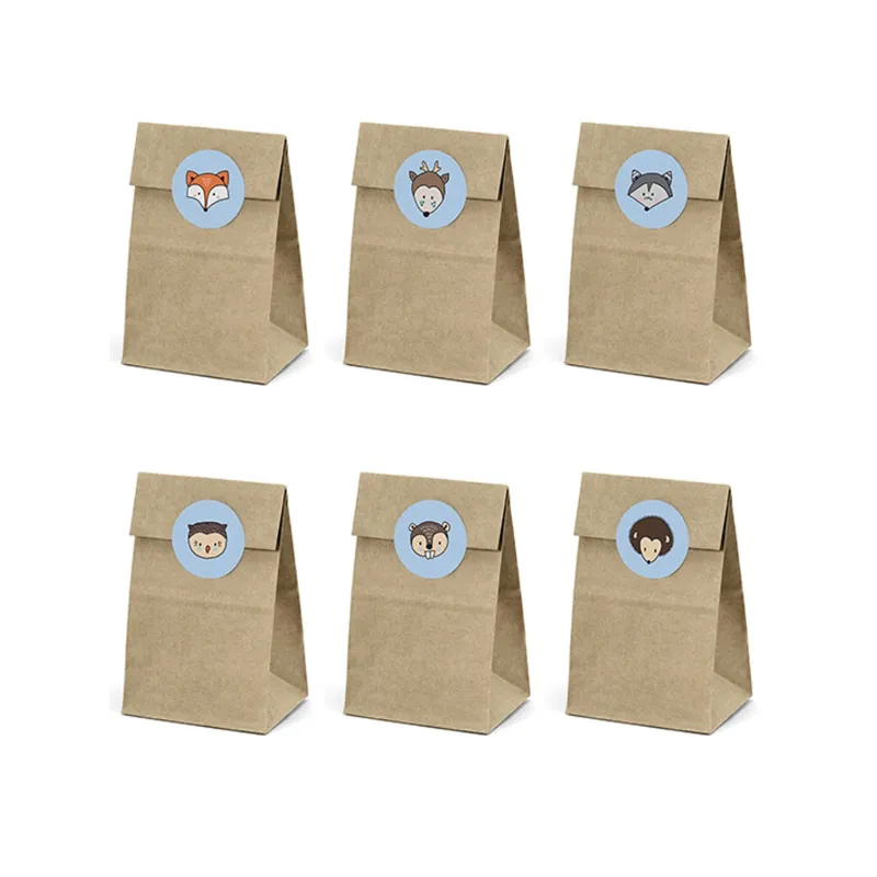 6 Sacs en papier kraft et stickers forêt 7