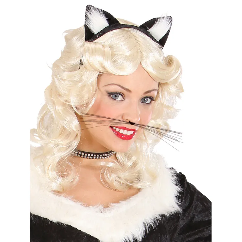 Moustache de chat noir adulte