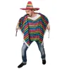 Poncho de Mexicain multicolore à franges adulte