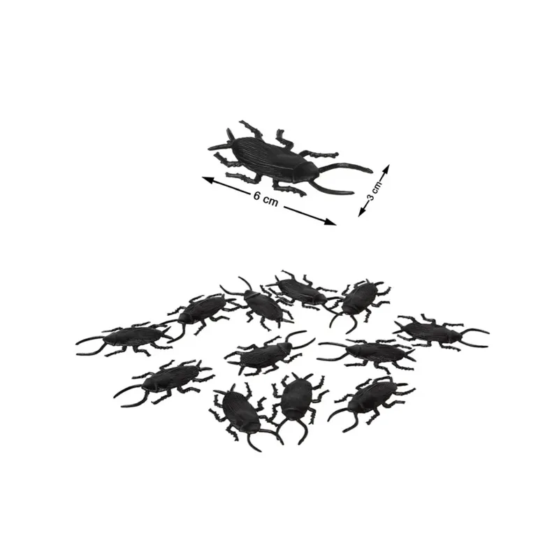 12 Cafards noirs 6 cm Halloween