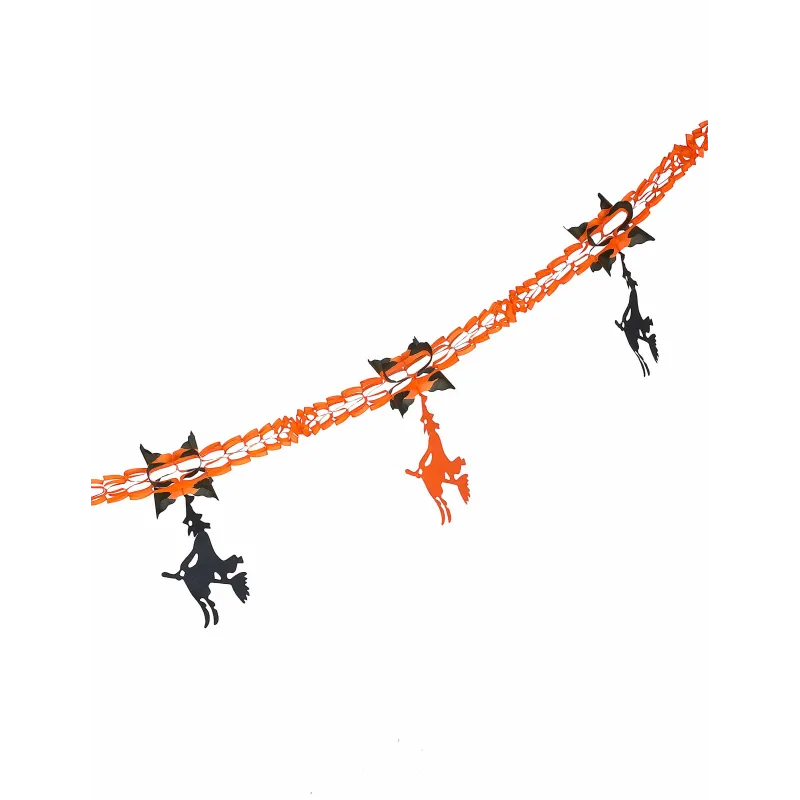 Guirlande en papier sorcière orange et noire Halloween 240 cm