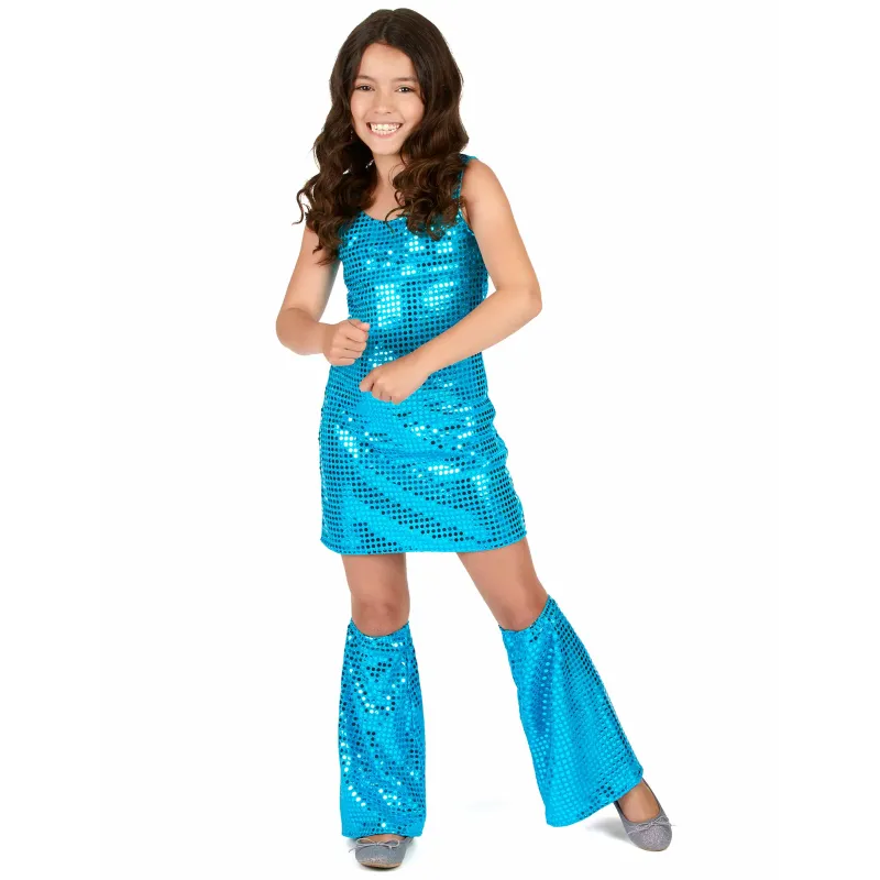 Déguisement Disco bleu turquoise fille