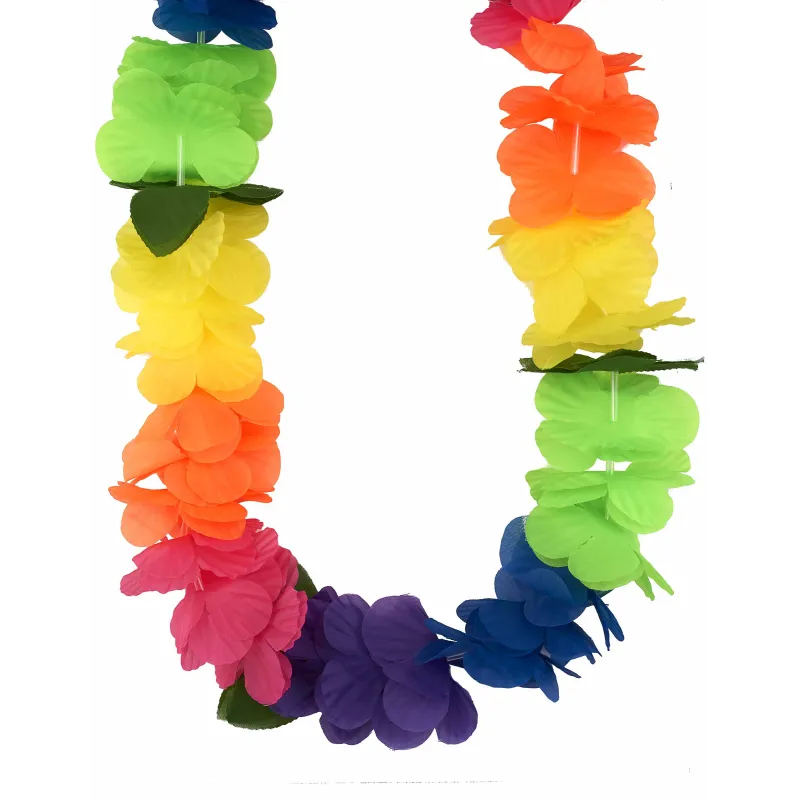 Collier Hawaï grosses fleurs multicolores