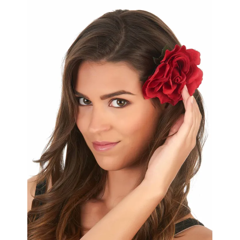 Barrette rose rouge adulte