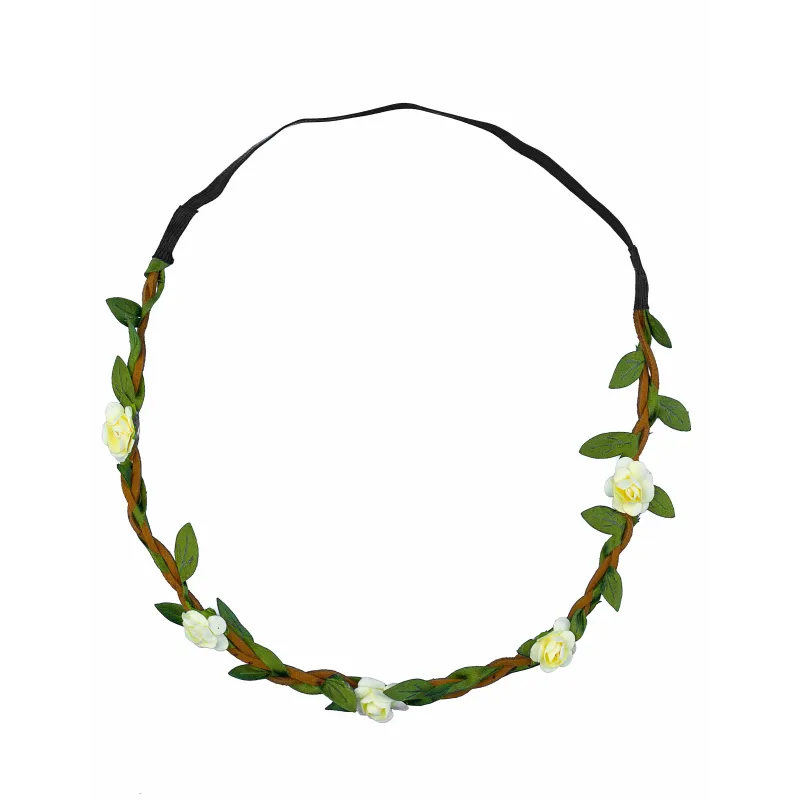 Couronne de fleurs blanches élastique adulte