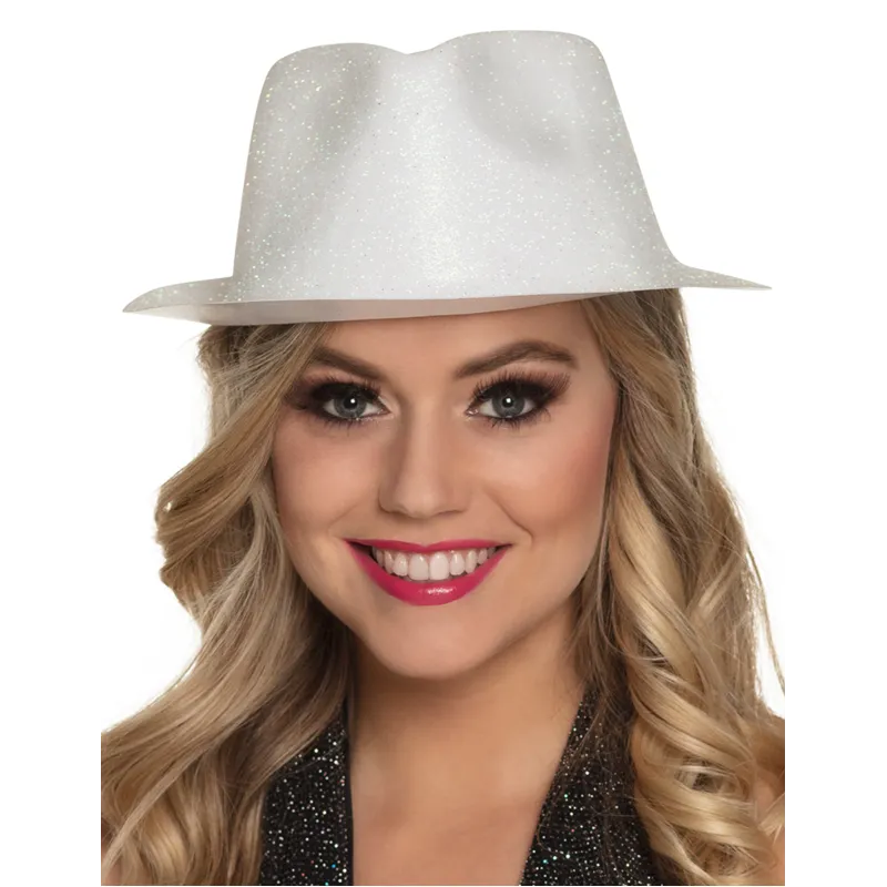 Chapeau pailleté blanc adulte