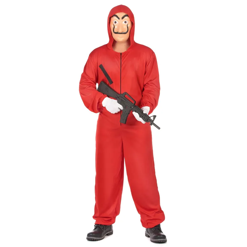 Déguisement combinaison voleur rouge adulte