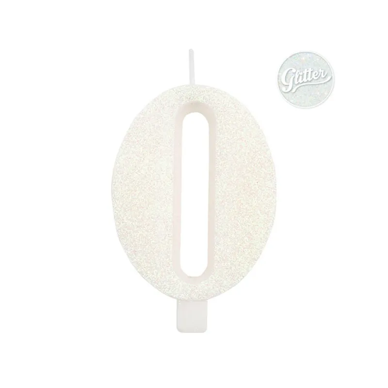 Bougie anniversaire chiffre blanche pailletée 9