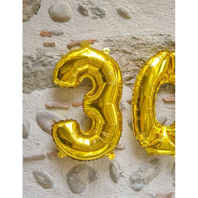 Ballon aluminium chiffre doré 33 cm
