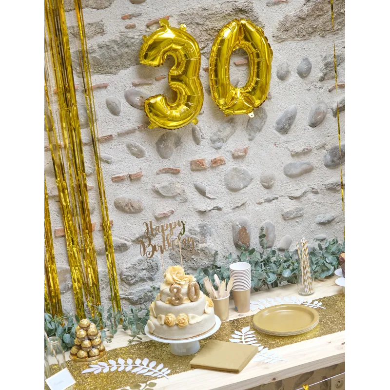 Ballon aluminium chiffre doré 33 cm
