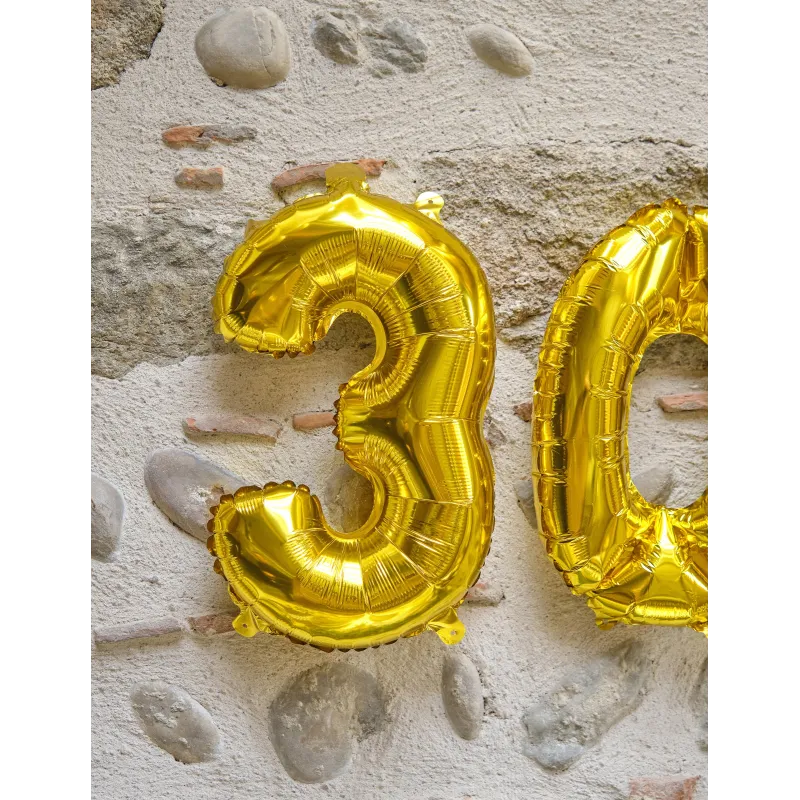 Ballon aluminium chiffre doré 33 cm