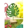 1 Feuille tropicale en métal sur socle en bois verte 15 cm
