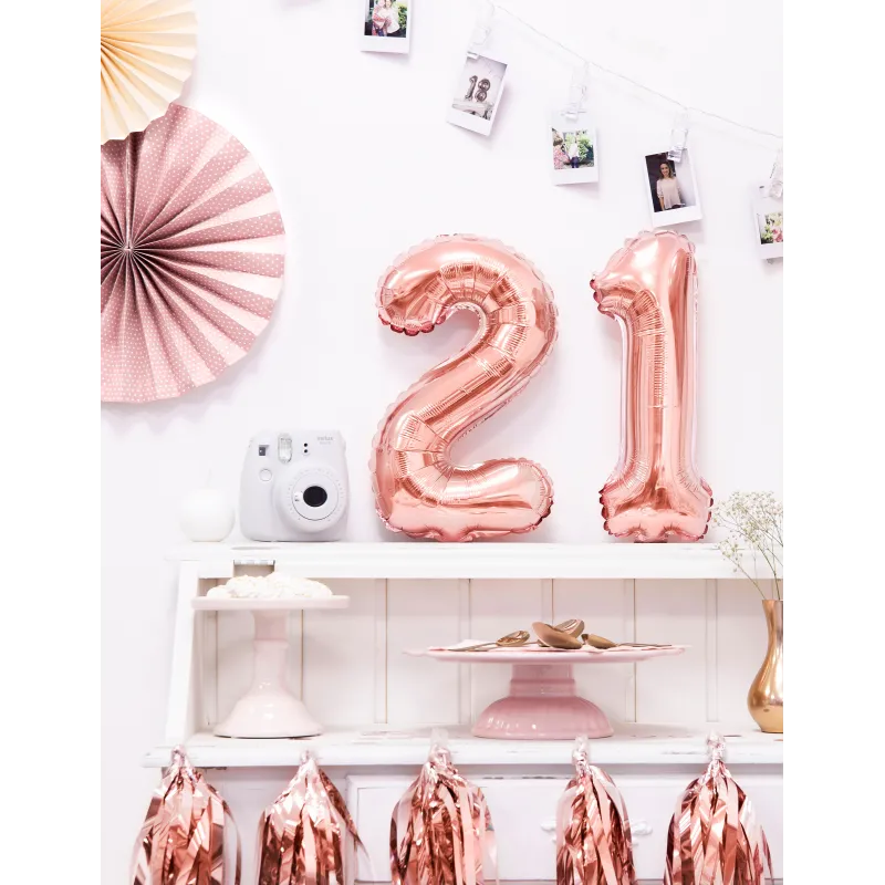 Ballon aluminium chiffre rose gold 36 cm