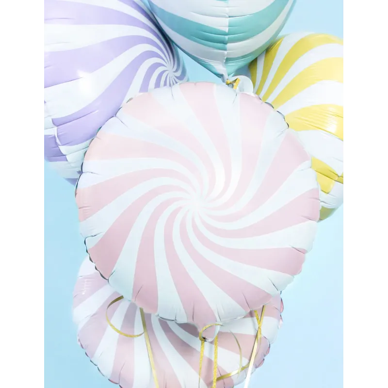 Ballon aluminium sucette rose et blanc 35 cm
