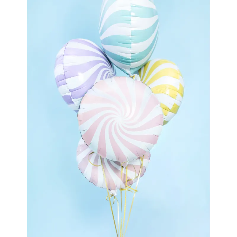 Ballon aluminium sucette rose et blanc 35 cm