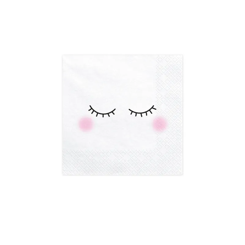 20 Serviettes en papier licorne blanches 33 x 33 cm