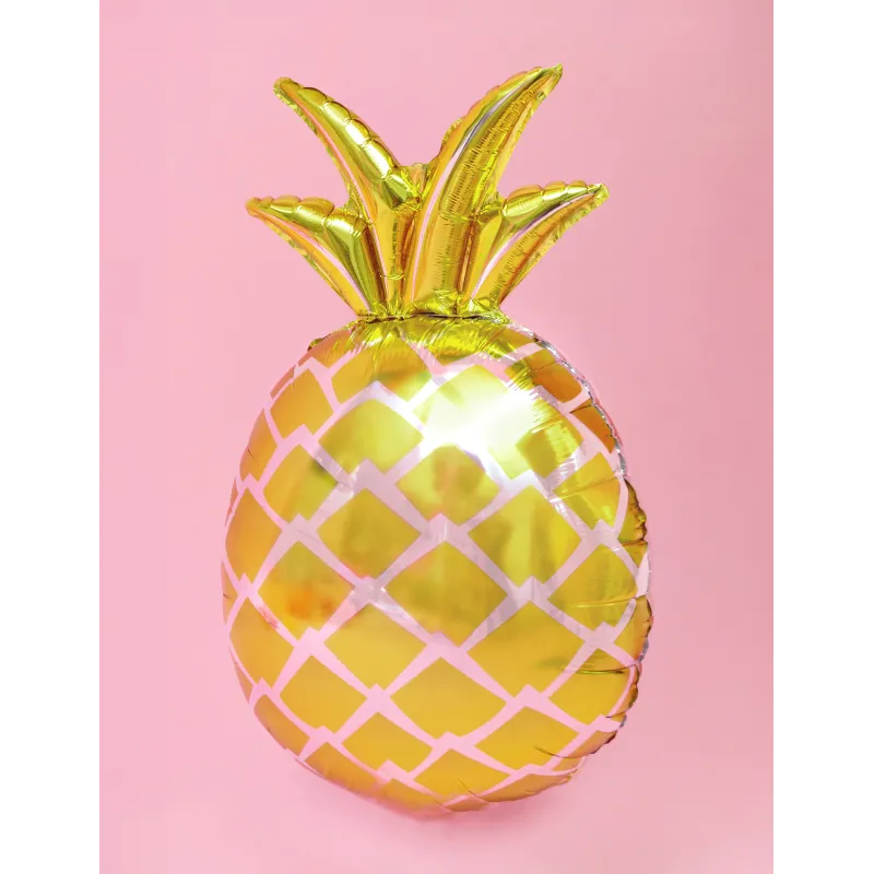 Ballon aluminium ananas doré 48 x 67 cm