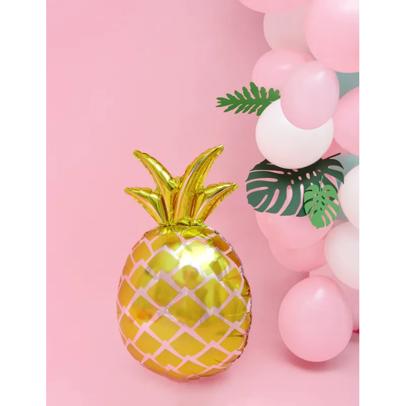 Ballon aluminium ananas doré 48 x 67 cm