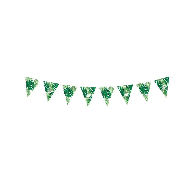 Guirlande de fanions en carton feuilles tropicales 15 cm x 1,3 m