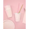 6 Gobelets en carton rose pâle et pois dorés 260 ml