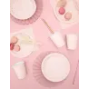 6 Gobelets en carton rose pâle et pois dorés 260 ml