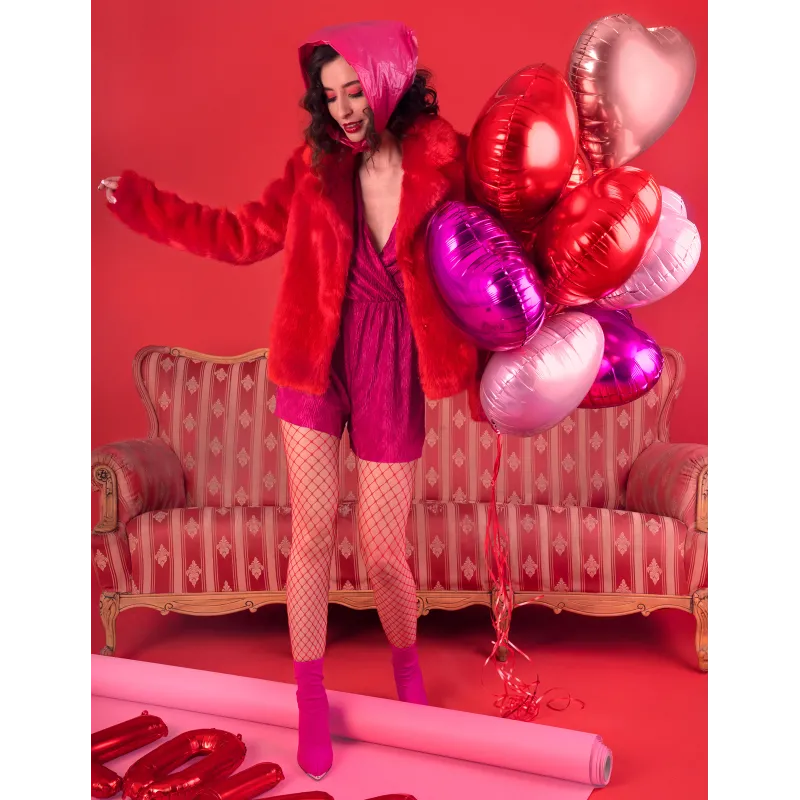 Ballon aluminium c?ur rose pâle métallisé 45 cm