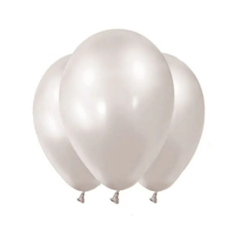 12 Ballons métallisés blanc perles 28 cm