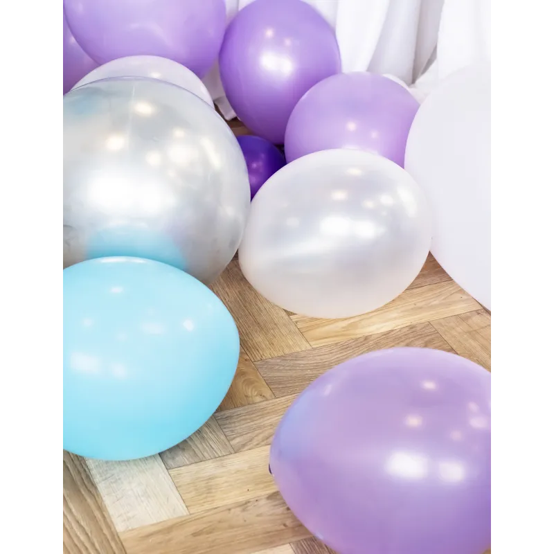 12 Ballons métallisés blanc perles 28 cm