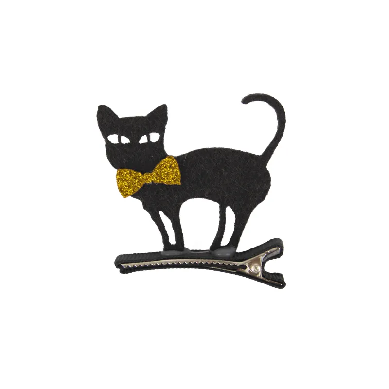 Barrette chat noir en feutrine