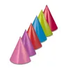 6 Chapeaux de fête cônes couleurs assorties