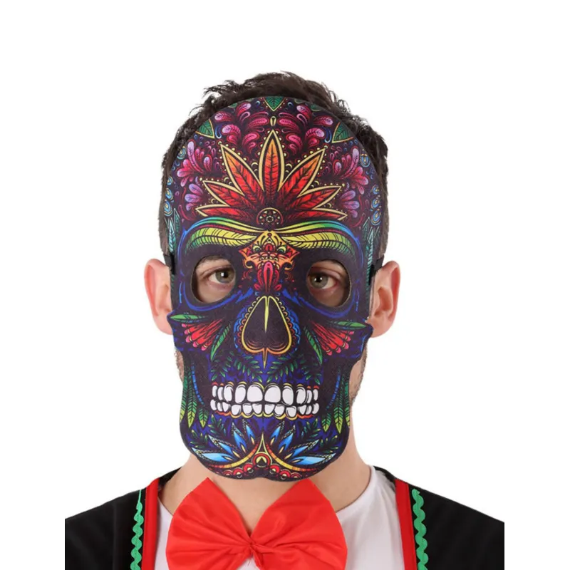 Masque dia de los muertos effet cuir et feutre adulte