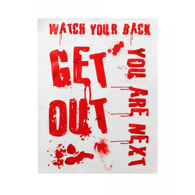 Affiche ensanglantée get out 42 x 19 cm