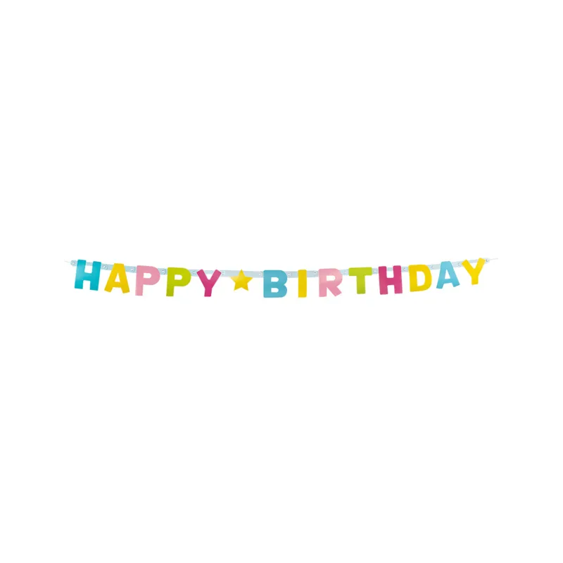 Guirlande lettres Happy Birthday en carton 150 cm