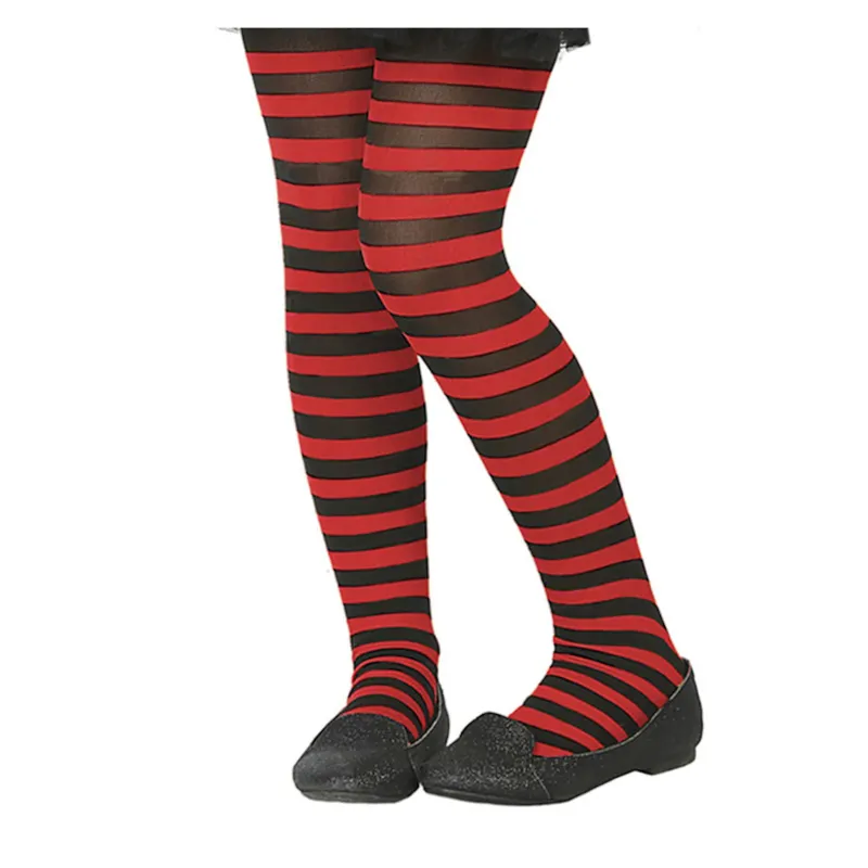 Collant rayé rouge et noir enfant