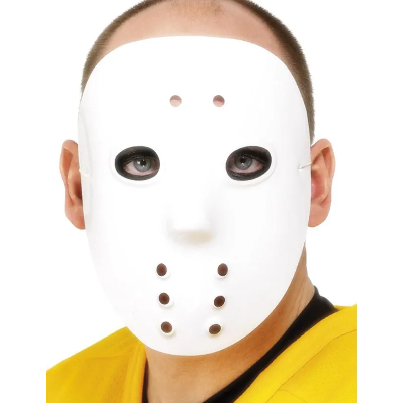 Masque de hockey blanc plastique adulte