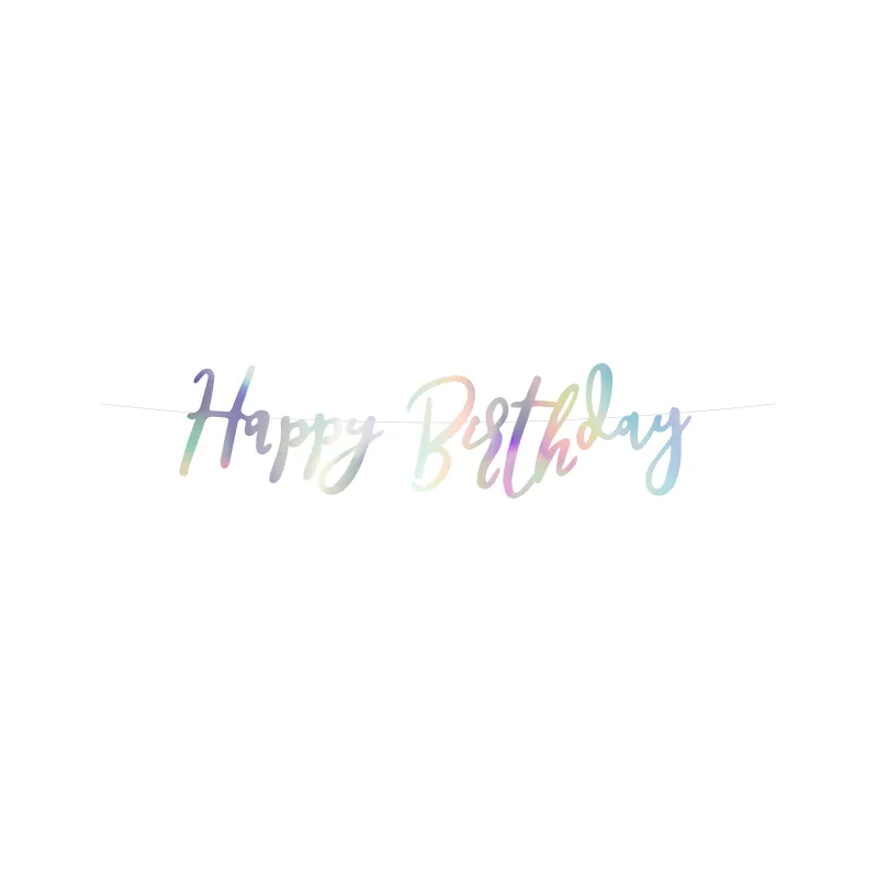 Guirlande en carton happy birthday iridescent 16,5 x 62 cm