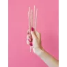10 Pailles en carton roses rayées doré métallisé 19,5 cm