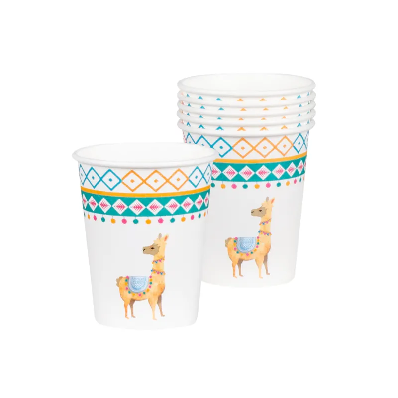 6 Gobelets en carton lama blancs 25 cl
