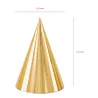 6 Chapeaux de fête en carton dorés 16 cm