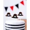 5 Bougies d'anniversaire sur pic chapeaux pirates 2 cm