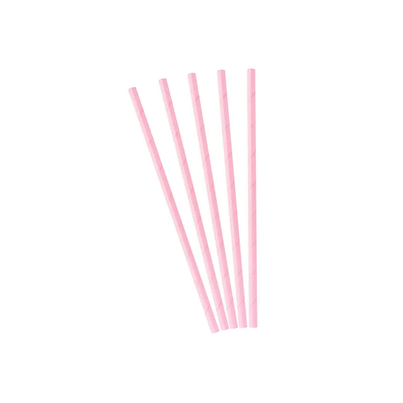 10 Pailles en carton rose clair 19,5 cm