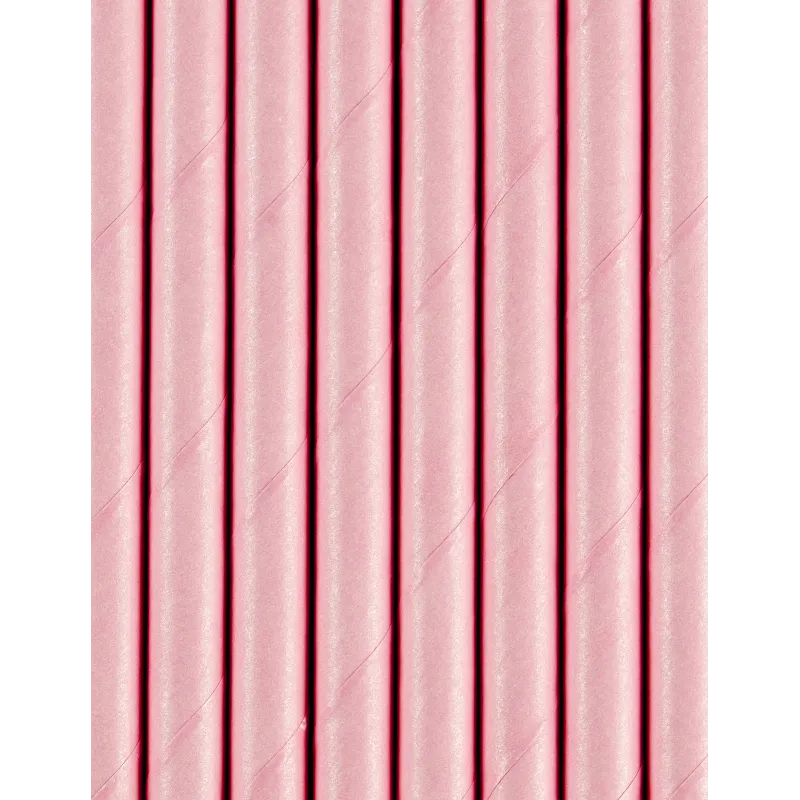 10 Pailles en carton rose clair 19,5 cm
