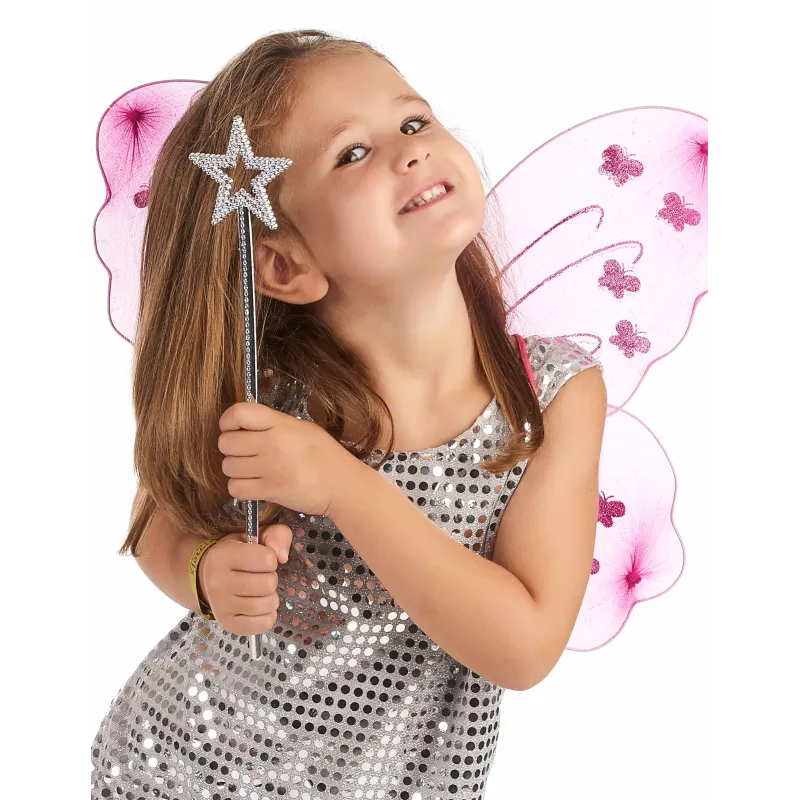 Baguette magique étoile rose adulte et enfant