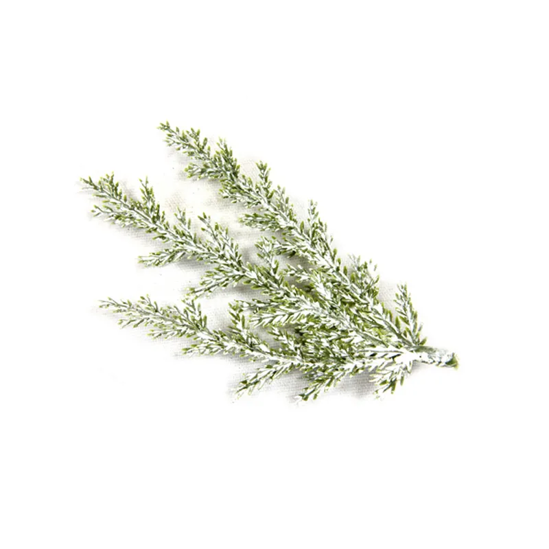 3 Branches de cyprès artificielles enneigées 10 cm