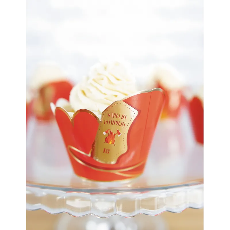 6 Habillages moules à cupcake Pompier