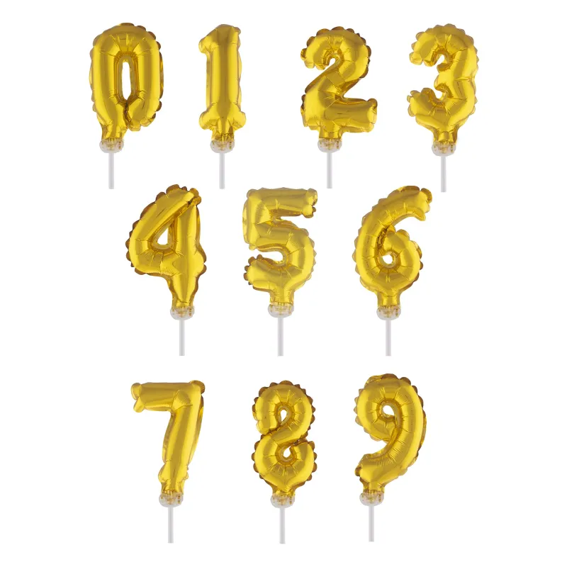 Cake topper ballon chiffre doré 12,7 cm