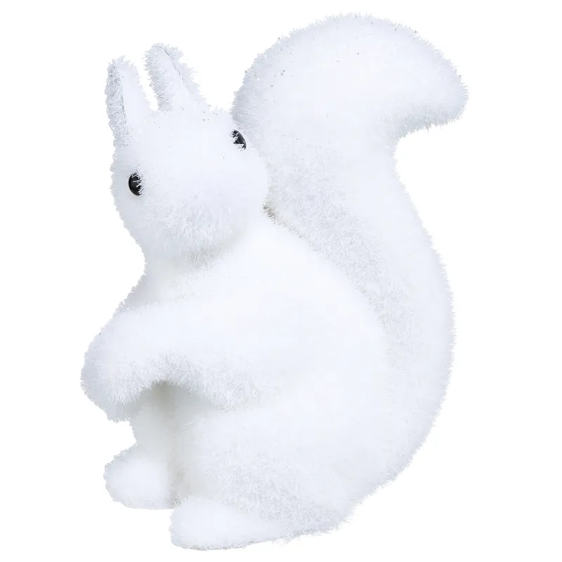 Décoration écureuil blanc 12 cm