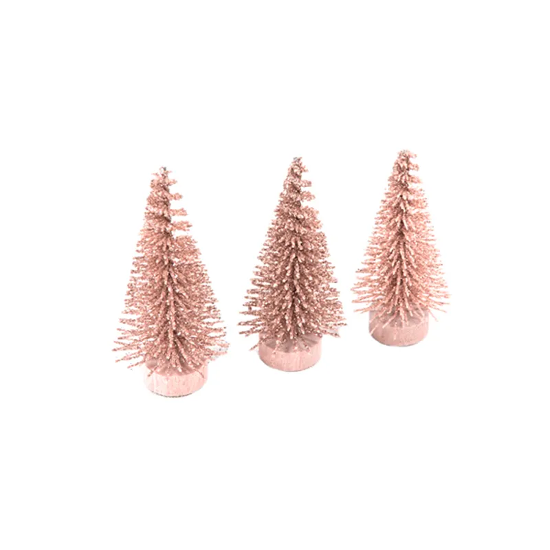 3 Petits sapins artificiels rose gold 5,5 x 2,5 cm